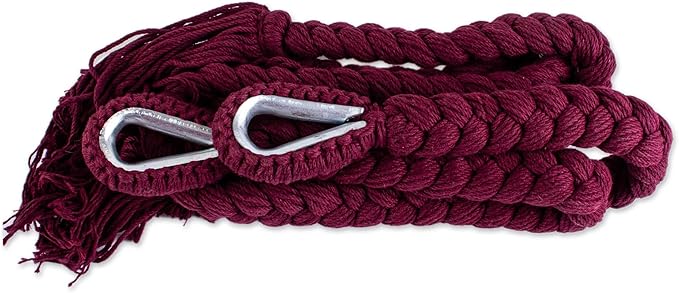 NOVICA Burgundy Cotton 1001 Summer Nights Mayan Hammock from Mexico 'Cascade in Wine'