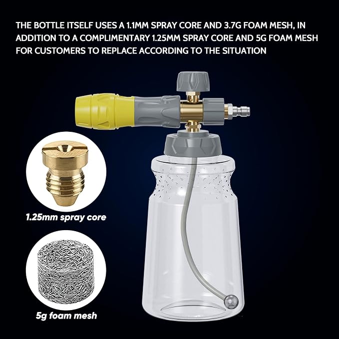 KONOSUBA Short Pressure Washer Gun with Swivel 4500PSI with Foam Cannon,2 Adapter,5 Pressure Washer Nozzles,1/4" Quick Connector,3/8'' Quick Connect, M22-14/15 mm Fitting (gun4500PSI with Foam Cannon)