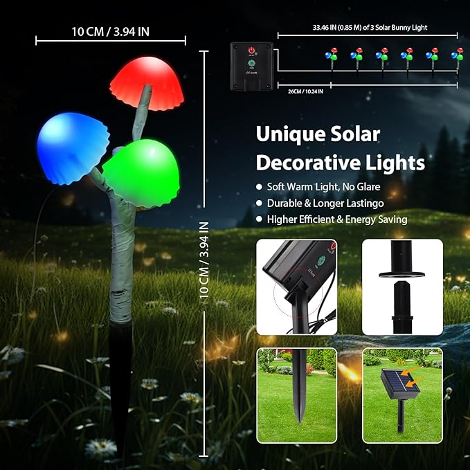BeHiller Solar Mushroom Lights Outside for Lawn Decorations - 6PACKS 18LED 8 Lighting Modes Multi-Color Mushrooms Yard Decor for Mom Gifts,Solar Garden Lights for Backyard,Fence,Housewarming Decor