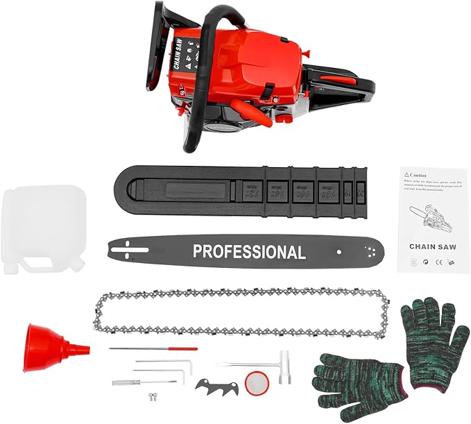 Gasoline Chainsaw, 20 Inch 2-Stroke Single Cylinder 58CC Power Portable Petrol Chain Saws, 2KW Handheld Chainsaw, Portable Sawmill for Wood Cutting, Forest Felling