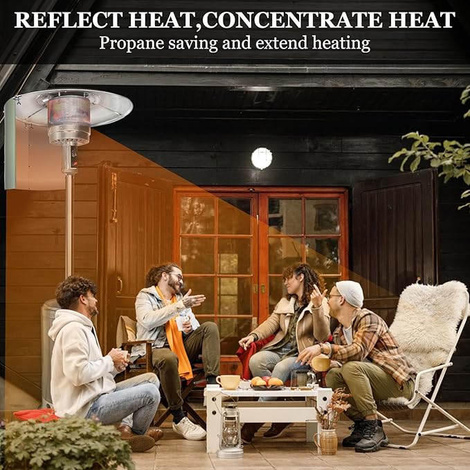Upgraded Patio Heater Reflector Shield (3 Panels), 15" Height Heat Focusing Reflector for Round Natural Gas Propane Heaters for Extra Heat Reflecting Power Heating Reflector for Directional Heating