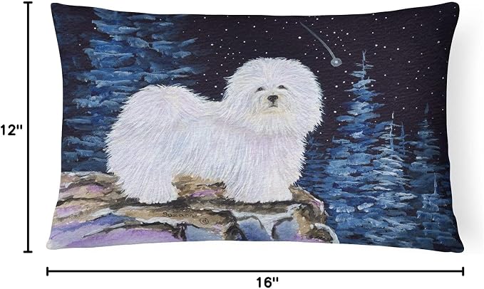 Caroline's Treasures SS8437PW1216 Starry Night Coton de Tulear Canvas Fabric Decorative Pillow Machine Washable, Indoor Outdoor Decorative Pillow for Couch, Bed or Patio, 12HX16W