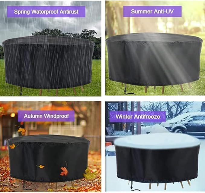 Patio Furniture Set Cover Round, Waterproof Round Patio Table Cover Outdoor Furniture Covers for Patio Furniture - 72"D x 43"H
