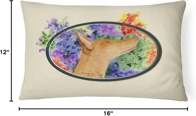 Caroline's Treasures SS8041PW1216 Pharaoh Hound Canvas Fabric Decorative Pillow Machine Washable, Indoor Outdoor Decorative Pillow for Couch, Bed or Patio, 12HX16W