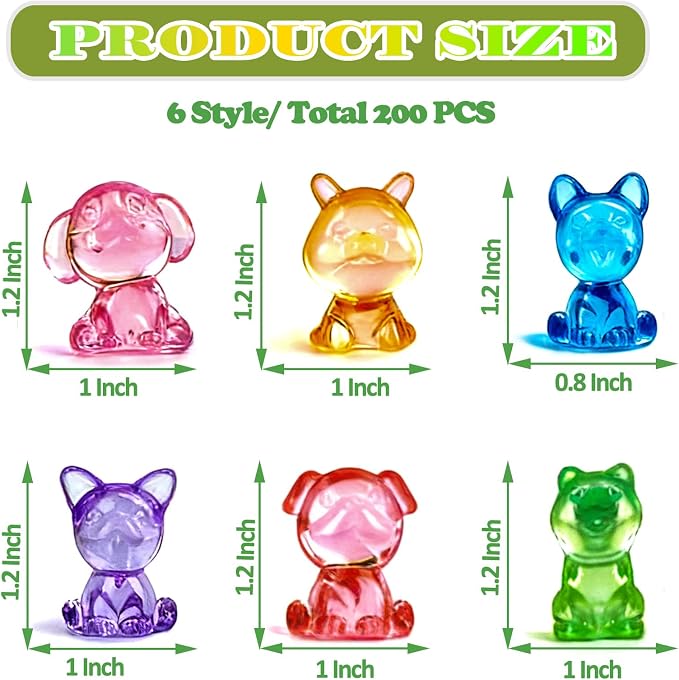 180 PCS Mini Dog Figures, Mini Resin Animals Figures to Hide | Small Plastic Dog Figurines Miniature Ornaments Diving Gems for Vase Filler Fairy Garden Party Decorations