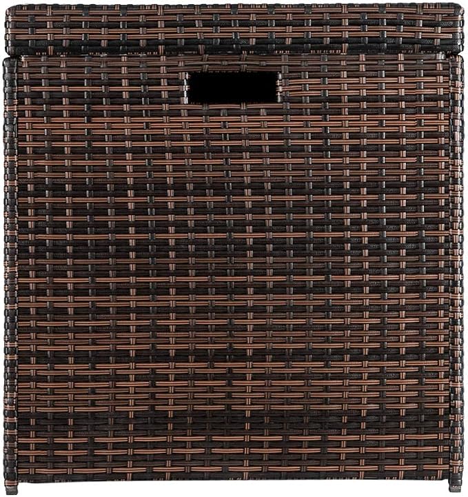 Henf Large 132 Gallon Outdoor Wicker Storage Box Patio Rattan Storage Deck Box, All Weather Patio Furniture Storage Organizer for Storing Tools, Accessories and Toys (Brown)