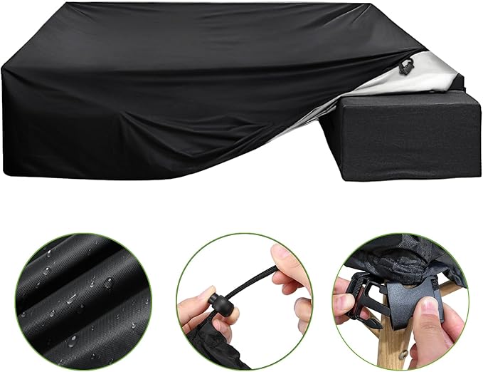 ESSORT Extra Large Patio Furniture Cover, 124x63x29 inch Heavy Duty Waterproof Outdoor Table Cover, All Weather Protection from Rain, Snow, UV, for 10-12 Seat Rectangular Set