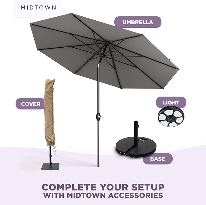 Midtown Umbrellas The Lean Patio Umbrella (Terylast Fabric - Charcoal, 8 Foot)