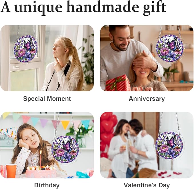 Acrylic Puzzle Suncatcher, Sun Catchers Puzzle for Window Hanging | 8.9 Inch Purple Butterfly DIY Suncatcher Puzzle for Adults, Ideal Gifts for Women, Men, Wife, Mom, Home & Garden Decor