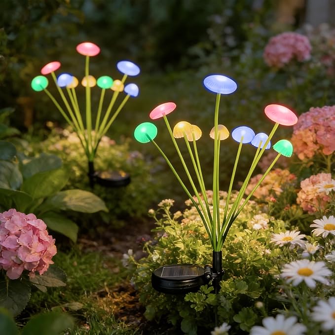 2 Pcs Solar Jellyfish Lights Outdoor Colorful Vision, High Waterproof Solar Garden Lights Decorative for Yard, Patio, Lawn, Pathway & Party Decor