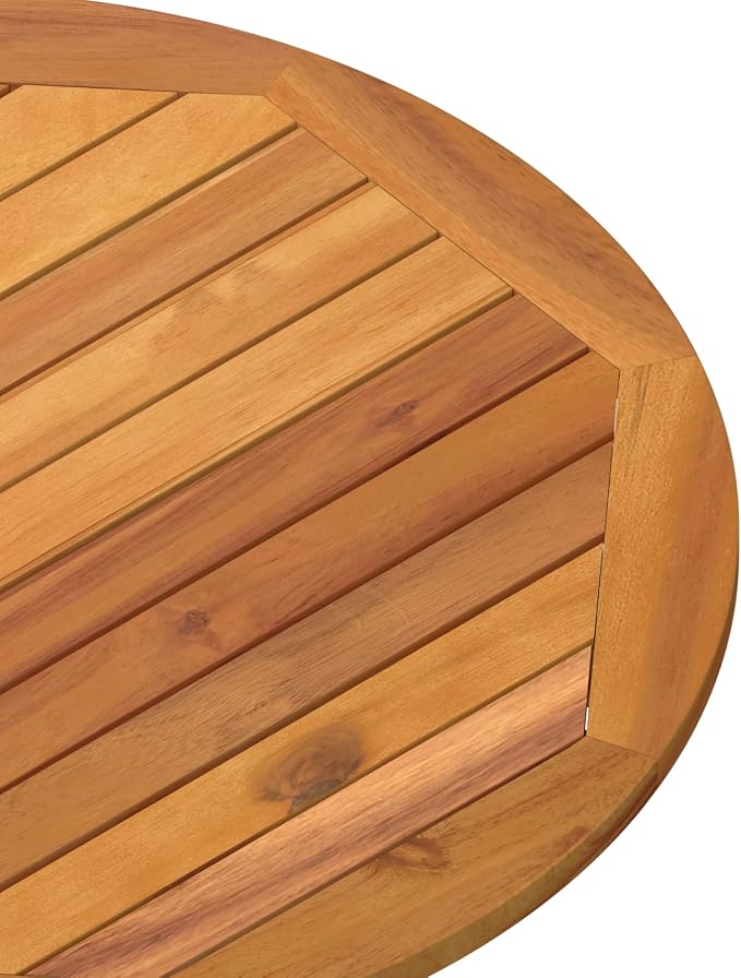 vidaXL Outdoor Dining Table, Folding Patio Table with Umbrella Hole, Garden Furniture for Porch Backyard, Modern Style, Solid Eucalyptus Wood
