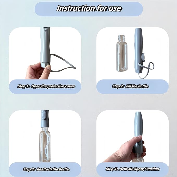 Umbrella with Fan & Mist Spray - Rechargeable UV Protective Cooling Umbrella for Patio, Beach, Travel | Portable Misting System & Detachable Water Bottle Included