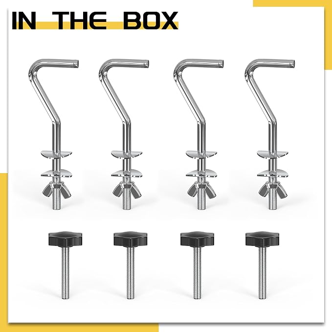 Replacement Hammock Hooks & Hand Knobs Kit 8 Pcs, Heavy Duty Hooks Fit 3/8" Diameter 1-1/4 to 2" Long Hole, M8 x 40mm Star Hand Knobs, Hammock Combo Hooks Kit for Garden Patio Home