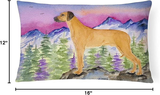 Caroline's Treasures SS8327PW1216 Rhodesian Ridgeback Canvas Fabric Decorative Pillow Machine Washable, Indoor Outdoor Decorative Pillow for Couch, Bed or Patio, 12HX16W