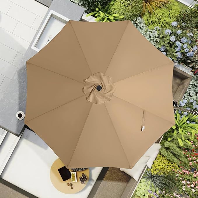 MASTERCANOPY Patio Umbrella 10 ft Replacement Canopy for 8 Ribs-Charcoal Grey Canopy Only