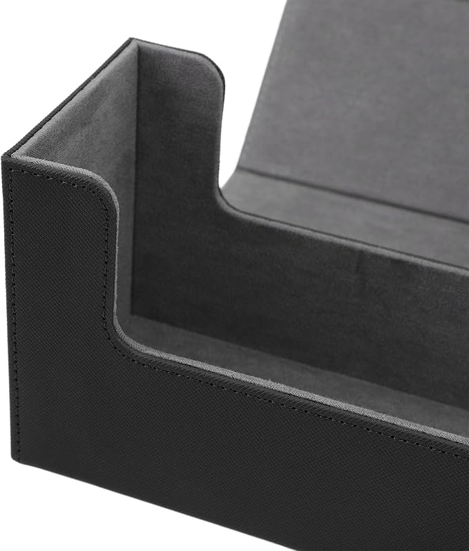 Alomejor PU Leather Card Storage Box, Large Capacity Magnetic Closure Deck for 400+ Cards with Felt Lining, Elegant Design for Tarot and Game Cards (Black)