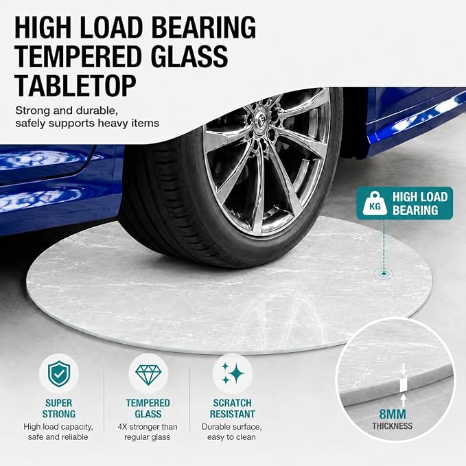 36" Round Tempered Glass Table Top, 5/16" (8mm) Thick, Marble Pattern Replacement, Heavy-Duty, Heat & Scratch Resistant for Coffee, Dining & Patio Tables, Gray