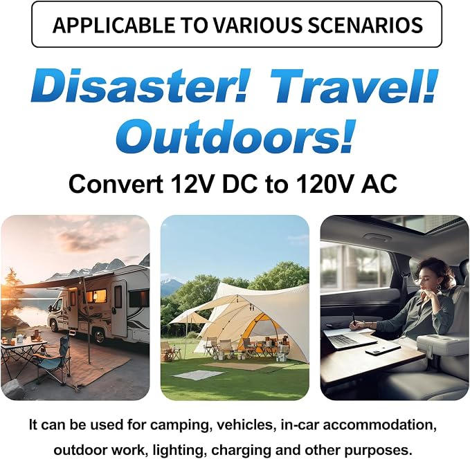 Cantonape 5000W Power Inverter 12V to 110V/120V DC to AC with LCD Display, Remote Controller 5 x AC Outlets and 4 x 3.1A USB Car Adapter for Car Truck Boat RV Solar System