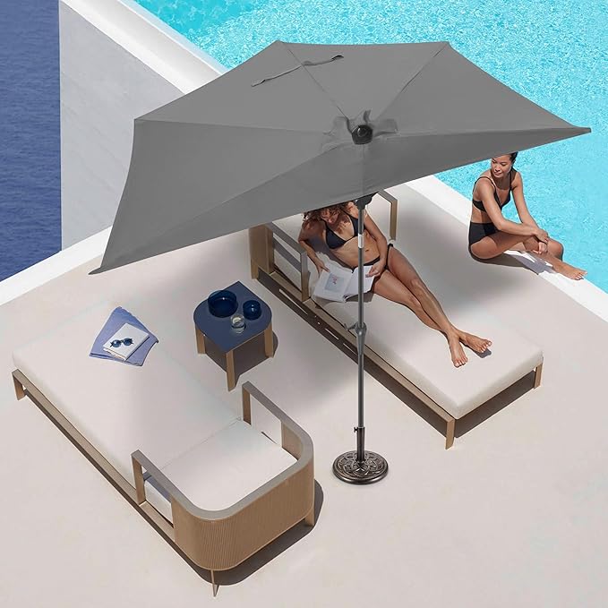 FLAME&SHADE 9ft Half Patio Umbrella - Half Outdoor Umbrella with Tilt UV Protection Waterprool, Half Round Table Umbrella for Wall Balcony, Pool, Porch, Garden, Deck, Market, Backyard (Anthracite)