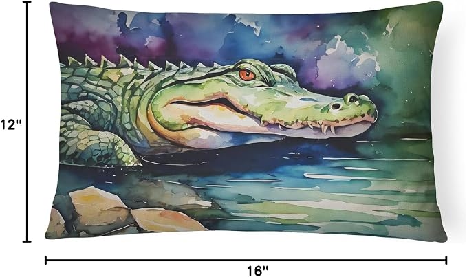 Caroline's Treasures DAC2865PW1216 Alligator Throw Pillow Machine Washable, Indoor Outdoor Decorative Pillow for Couch, Bed or Patio, 12HX16W