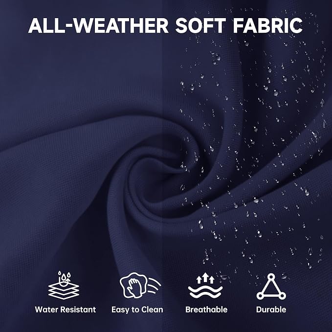 SHGJ&SOFT 3 Pieces Patio Furniture Set, Outdoor Conversation Set with Cushions, PE Rattan Wicker Bistro Set and Tempered Glass Tabletop, Outdoor Rattan Sofa for Poolside,Porch,Balcony (Navy Blue)