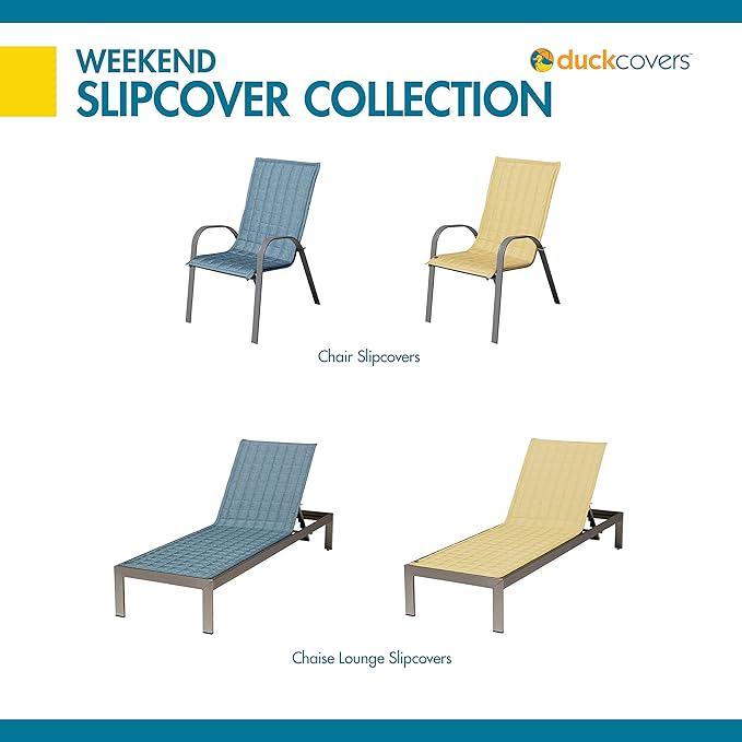 DUCKCOVERS Weekend Water-Resistant Patio Chair Slipcover, 45 x 20 Inch, Blue Shadow, Outdoor Chair Covers
