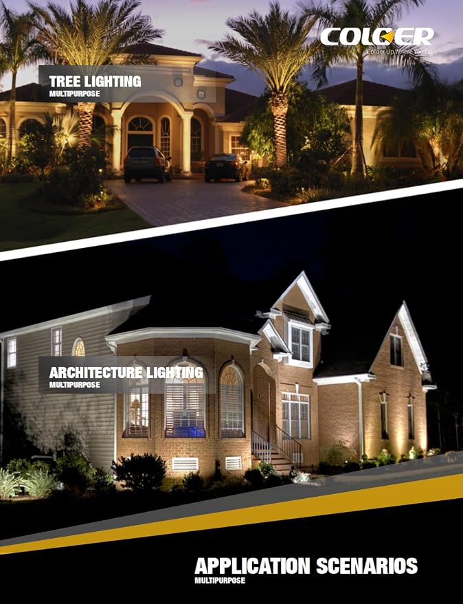COLOER Die-cast Brass Landscape Spotlight 10-Pack with 5W Aluminum Housing LED MR16 Bulb,12V AC/DC Low Voltage Copper Outdoor Lighting, Directional Garden Patio Spot Up Light (102B Copper Finish)