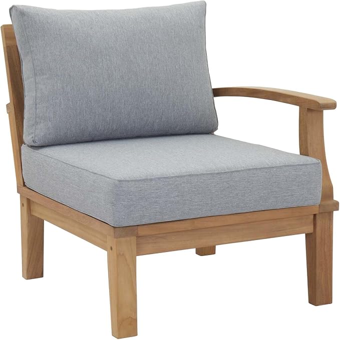 Modway EEI-1480-NAT-GRY-SET Marina Premium Grade A Teak Wood Outdoor Patio Furniture Set, 10 Piece, Natural Gray