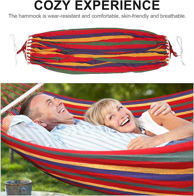 Canvas Camping Hammock with Extended Width Duckbill Buckle Anti-tip Design Load Capacity Portable Backpacking Swing for Travel Beach Garden and Outdoor Recreation