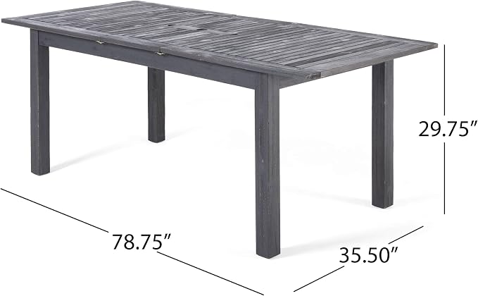 Christopher Knight Home Great Deal Furniture Christopher Knight Home Eric Outdoor Expandable Acacia Wood Dining Table, Dark Gray Finish