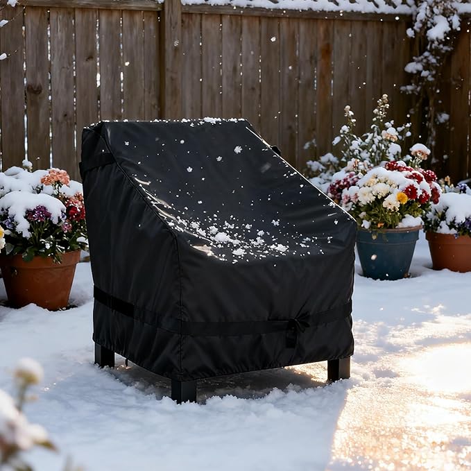 LBTING Outdoor Chair Covers 2-Pack, Patio Swivel Chair Covers 29W x 30D x 36H Inches, 420D Oxford Waterproof Windproof Dust-proof UV-Resistant Furniture Cover - Black