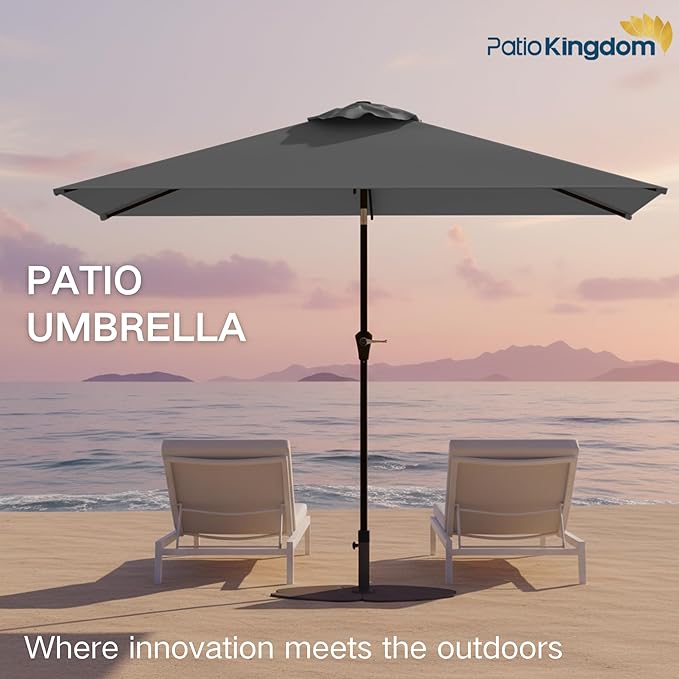 6.5'x10' Rectangular Patio Outdoor Umbrella,Large Coverage with Push-Button Tilt & UV Protection,Sturdy Ribs for Deck,Lawn,Pool,Backyard