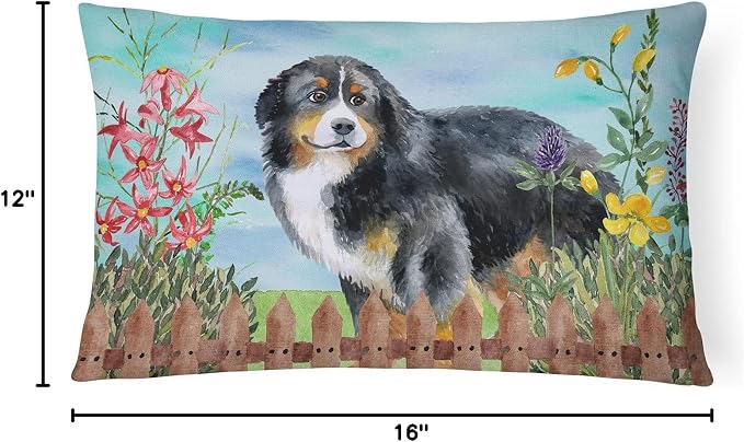 Caroline's Treasures CK1207PW1216 Bernese Mountain Dog Spring Canvas Fabric Decorative Pillow Machine Washable, Indoor Outdoor Decorative Pillow for Couch, Bed or Patio, 12HX16W