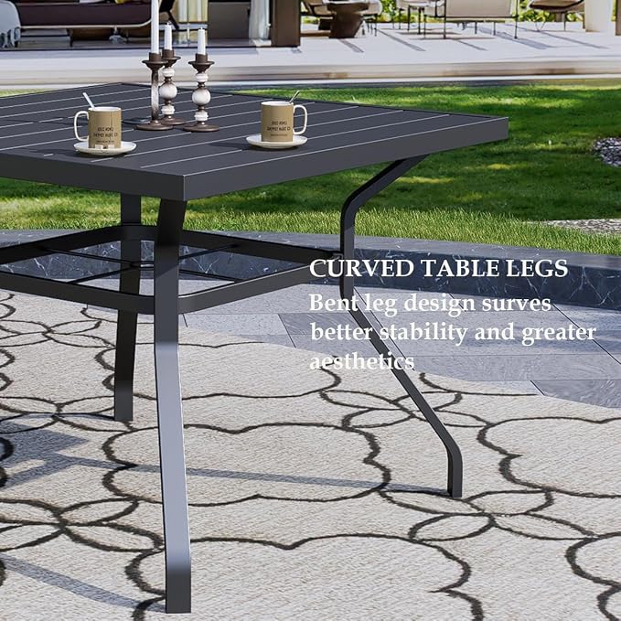 Anmutig 5-Piece Outdoor Dining Set, 35" Square Table with 4 Swivel Chairs, All Weather Frame Furniture Set, Blue