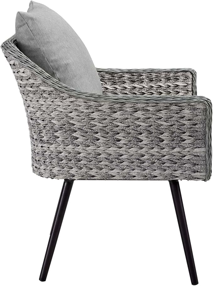 Modway EEI-3174-GRY-GRY-SET Endeavor 2 Piece Outdoor Patio Wicker Rattan Sectional Sofa Set, Gray
