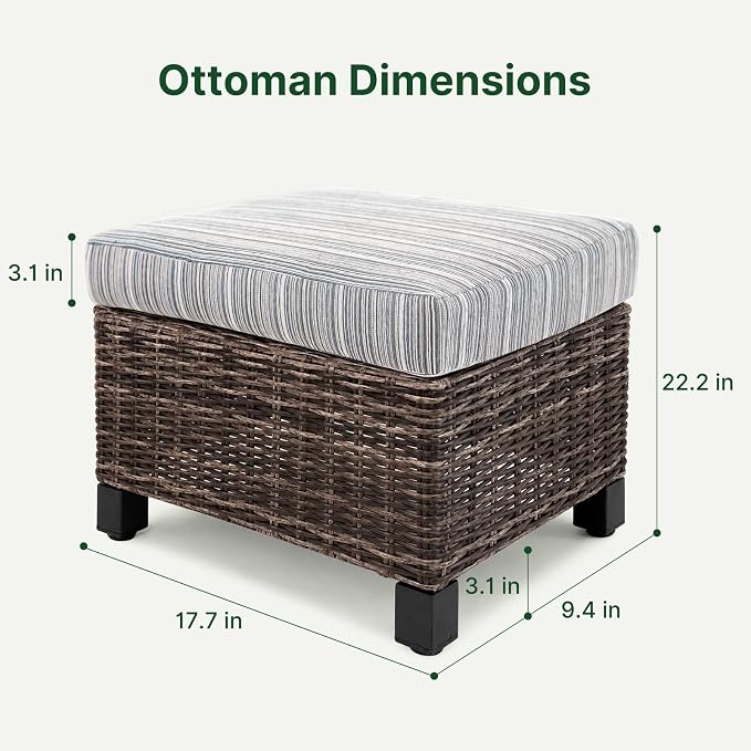 Wicker Patio Conversation Set, Outdoor Patio Furniture Set with Deep Seating, Wide Armrests & Thick Cushions, All-Weather Outdoor Furniture Set for Patio, Porch, Deck & Backyard