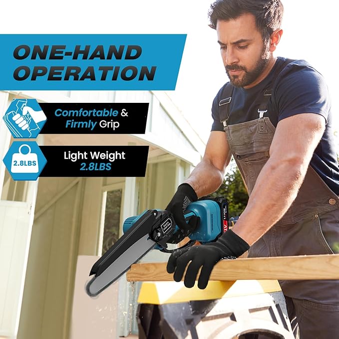 6-Inch Electric Chainsaw Cordless, Brushless Portable Handheld Small Chain Saw with 2 Batteries, for Wood Cutting/TreeTrimming/Courtyard