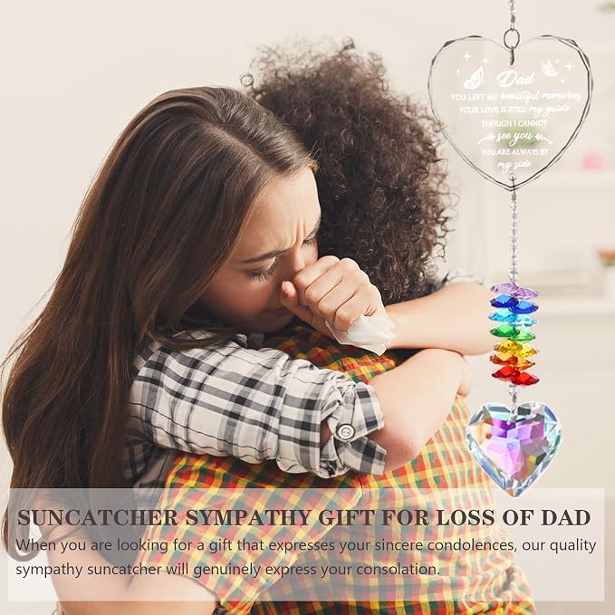 Sympathy Gifts for Loss of Dad, K9 Crystal Suncatcher Memorial for Loss of Father, Condolence Bereavement Remembrance Gifts in Memory of Papa