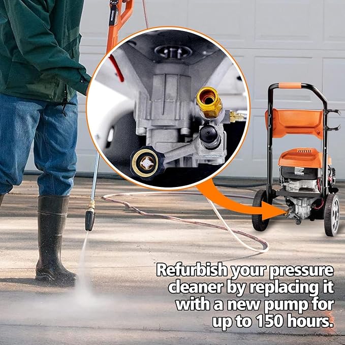 3100 PSI Vertical Pressure Washer Pump Replacement, 7/8" Shaft | 2800-3100PSI High-Pressure Performance,Fits 7/8" Vertical Shaft Engines,Rear Inlet & Outlet,Built for Tough Outdoor Cleaning
