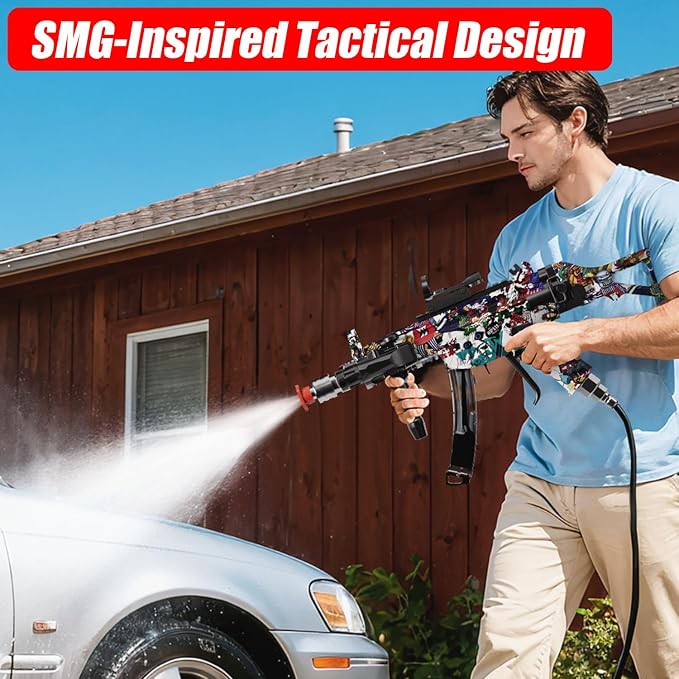 Swivel Pressure Washer Gun 3600 PSI – Easy Pull Trigger Handle with 3/8" Quick Connect Plug, Foam Cannon Compatible for Car, Home & Outdoor Cleaning (Colorful Graffiti)