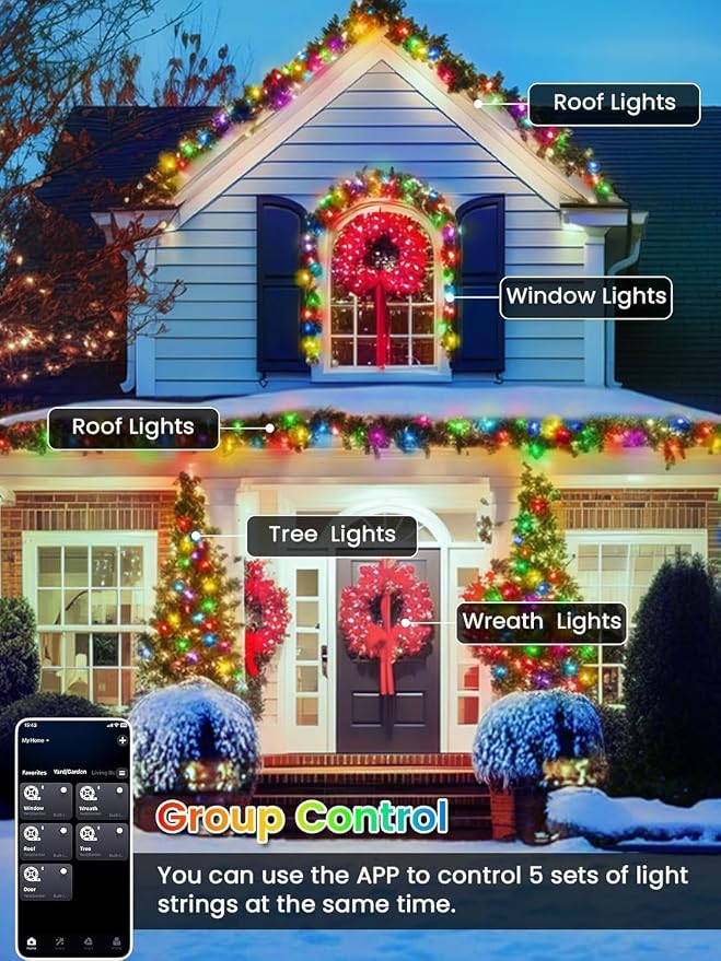400LED Smart RGB Color Changing String Lights 144FT Orange Fall Light App | Music Sync, Multi Colors and Modes, Timer, Waterproof Twinkle Light Outdoor with Remote for Christmas Halloween Fall Decor