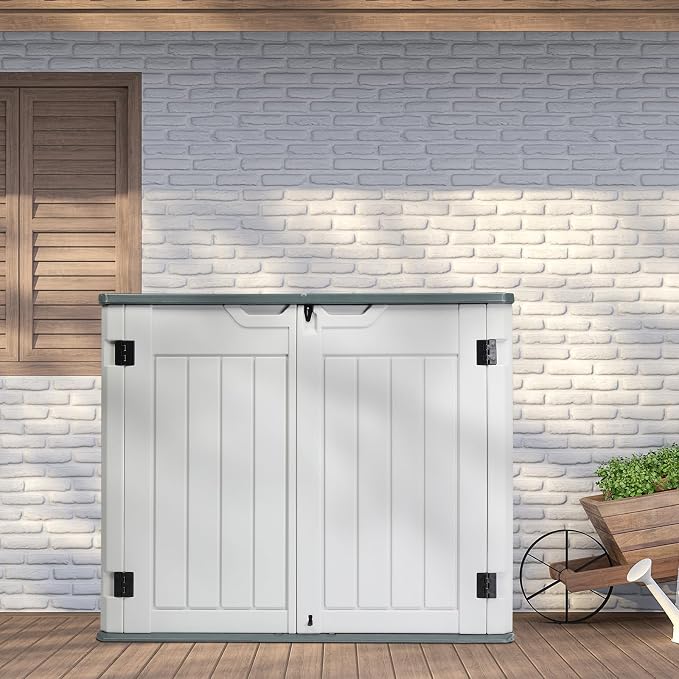 JHshop Outdoor Storage Deck Box, 260 Gallon Patio Bin & Bench, Outdoor Patio Storage Box 260 Gallon Deck Box, Deckbox HDPE, for Patio Furniture 50" W x 29" D x 41" H