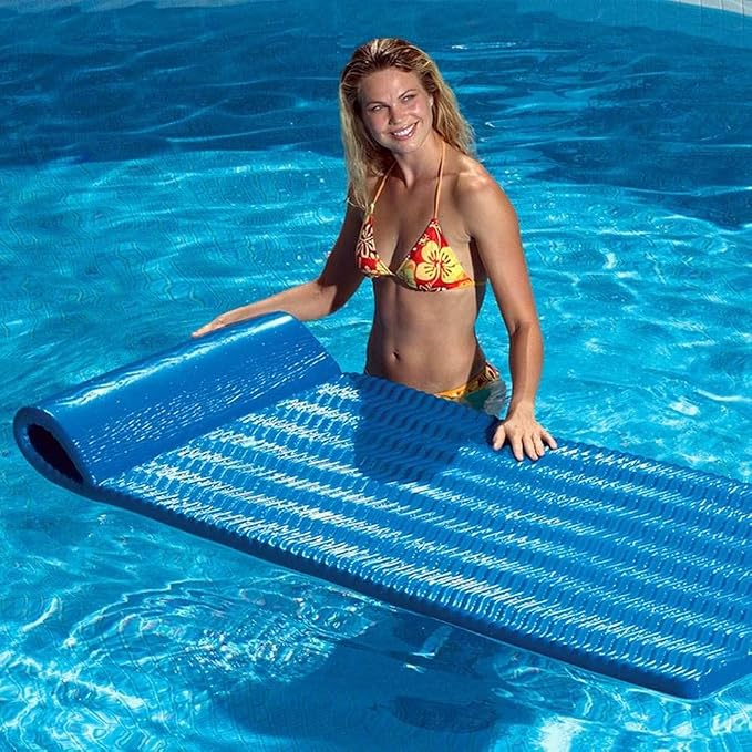 Poolmaster Soft Tropic Comfort Swimming Pool Mattress Float, Blue