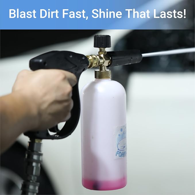 Short Pressure Washer Gun with Swivel - High Pressure Washer Handle Gun with 3/8" Male Plug and 1/4” Quick Connector Coupler