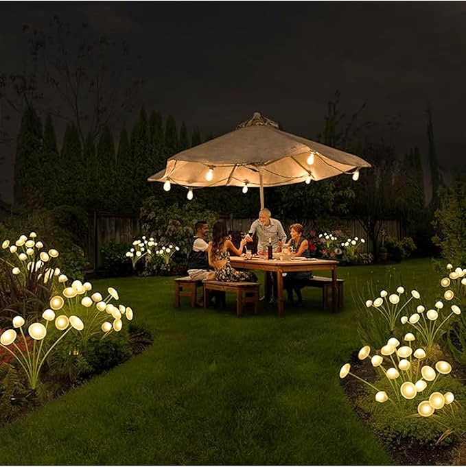 4 Packs Solar Lights Outdoor Waterproof,Garden Patio Decorative,Mushroom Light for Patio Lawn,Landscape Lighting Large Bulbs,Starlight Windswept Lights,Great Gift for Women for Gardening,24LEDs