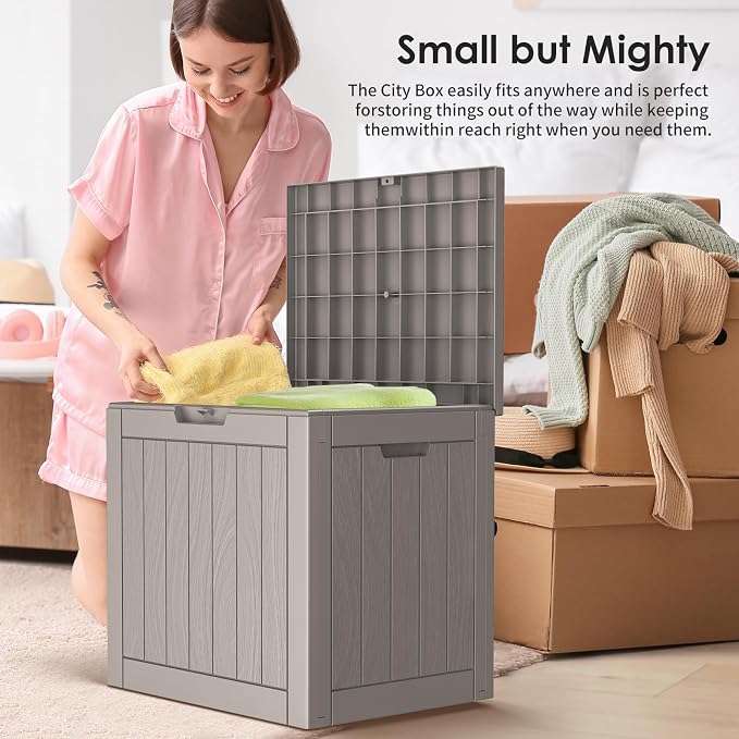 Resin Deck Box - 36 Gallon Lockable Outdoor Storage, Water-Resistant Indoor/Outdoor Bin for Package Delivery, Patio Cushions, Gardening Tools