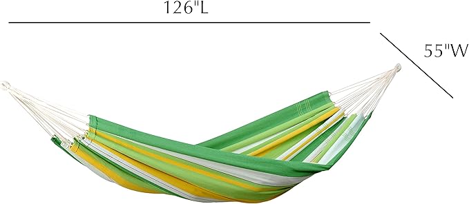 BYER OF MAINE, Lambada Hammock, Authentic Brazilian, Apple Green, Recycled Cotton/Polyester Blend, 126" L X 55" W, Holds up to 330lbs
