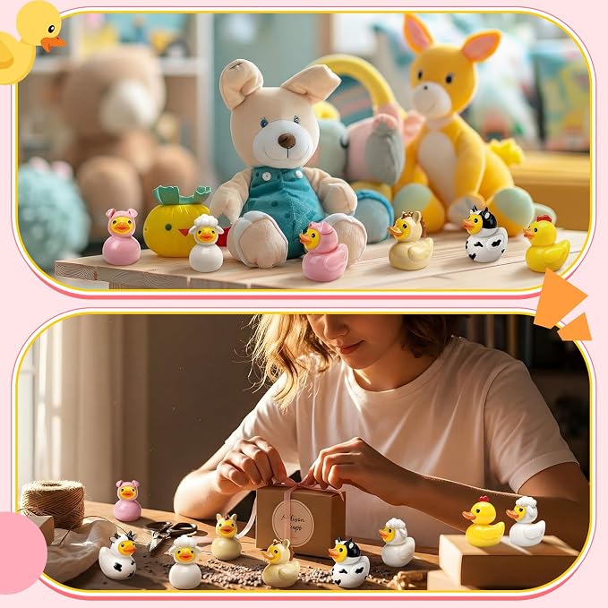 Novabright 100 Pcs Mini Resin Farm Animals Ducks Tiny Resin Animals Ducks Figures Small Animal Statue for DIY Cake Craft Garden Landscape Ornament Potted Decoration Birthday Party Supplies