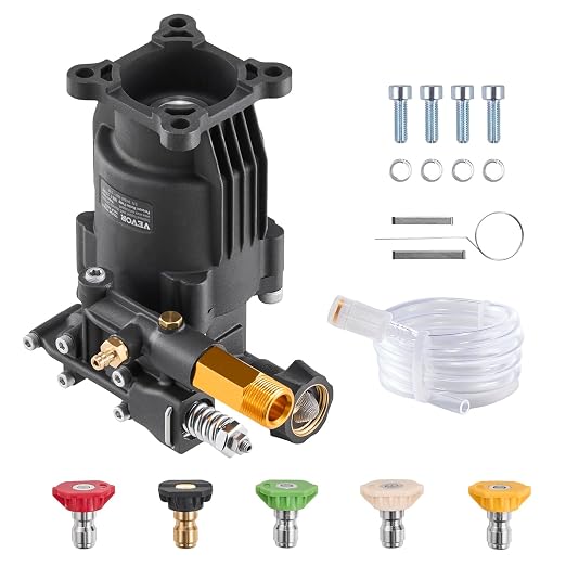 VEVOR Pressure Washer Pump, 3/4" Shaft Horizontal, 3500 PSI, 2.5GPM, Replacement Power Washer Pumps Kit with 5 Nozzles, Hardware and Siphon Tube, Compatible with Simpson, Honda, Troy-Bilt, Generac