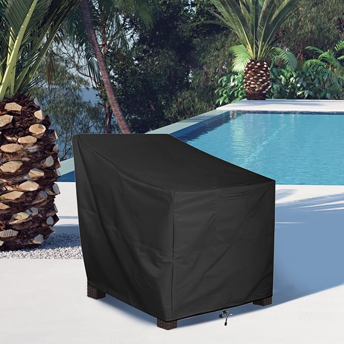 ALSTER Outdoor Chair Covers 2 Pack, Patio Chair Covers(32" L x 37" W x 36" H), Durable and Waterproof Black Furniture Covers for Lounge Deep Seat, Rain Snow Dust Wind-Proof